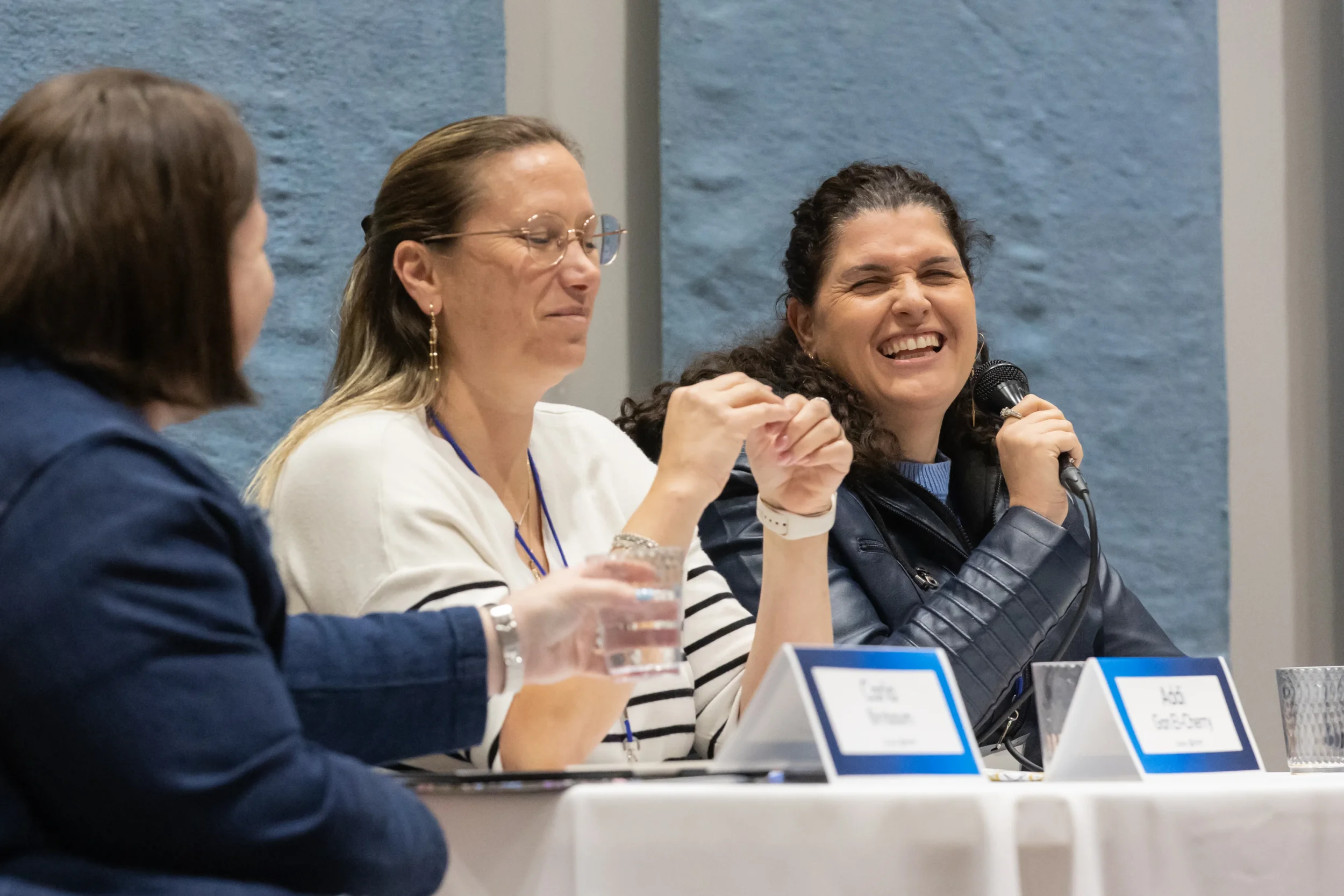 Carla listens as fellow panelists share insights during JGather's Gather & Connect: Panelists & Parade discussion on Jewish identity, justice, and the arts.