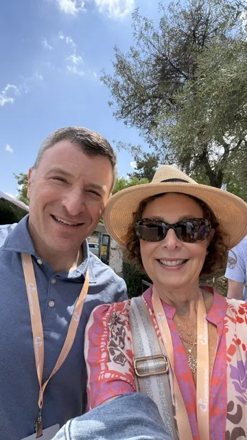 Two members of the Georgia Legal Delegation to Israel pose for a photo outdoors during the trip.