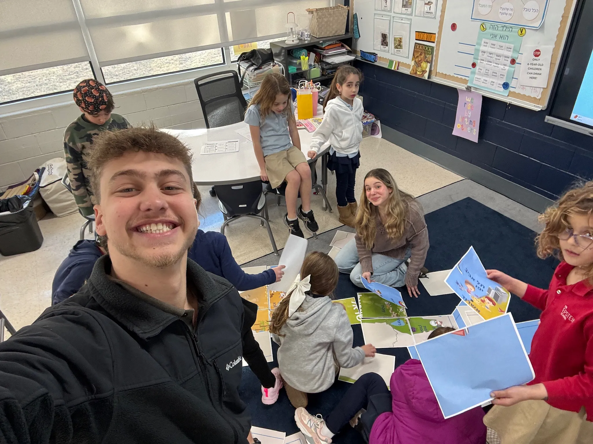 Two 2025-2026 Shinshinim at jewish school working on projects with students